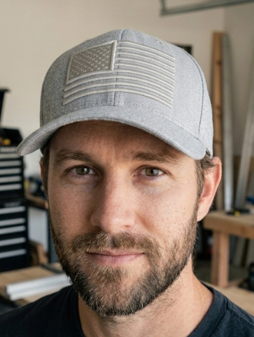 USA Flag Men's Gray Embroidered  Casual Adjustable Ball Cap Hat